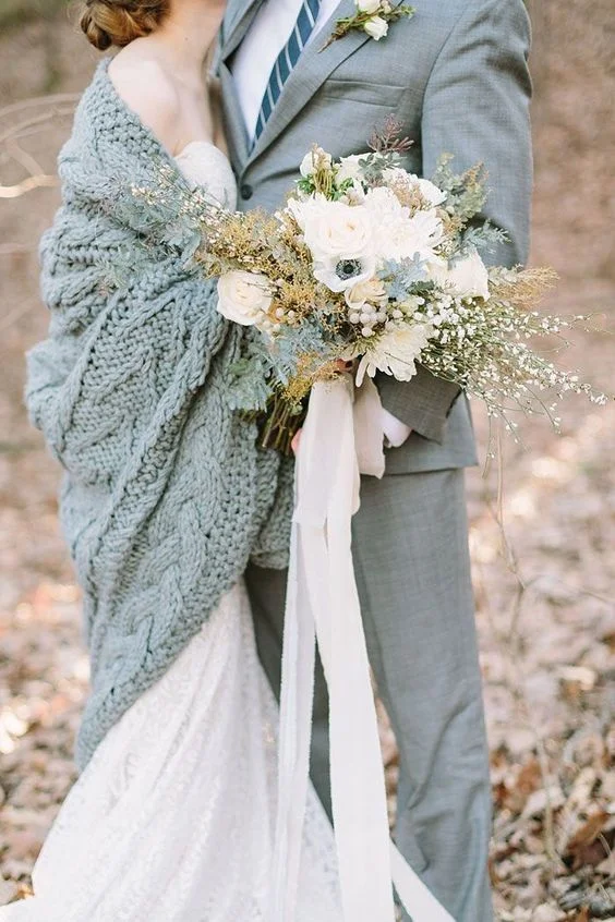 shawl over wedding dress