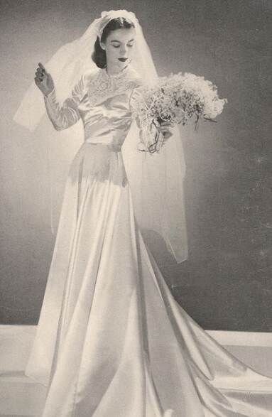 Vintage 1940's Slipper Satin Wedding Dress With Extra Long Train - Etsy