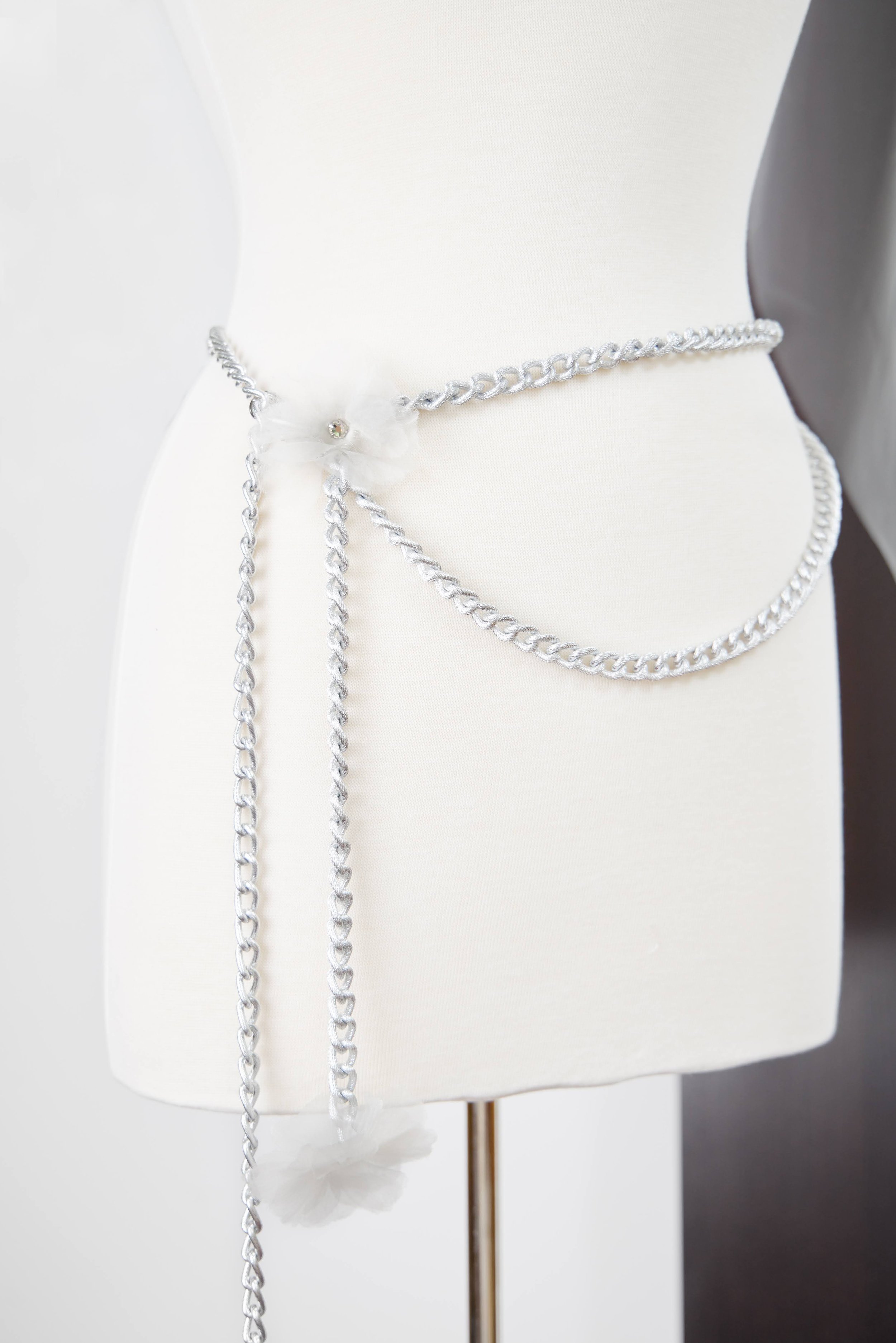 Women Wedding Belt Silver Metal Chain Hip Waist Bridal Snowflake Buckle M L XL 