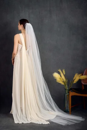 Ivory/White, Tulle Chapel Length Bridal Veil 90" - NK Bride  NK Bride