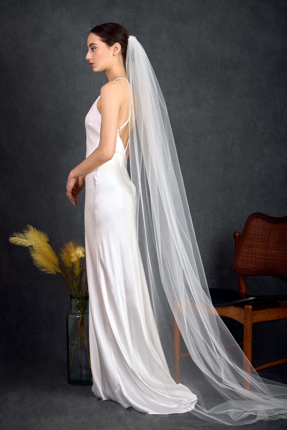 Ivory/White, Tulle Cathedral Length Bridal Veil 108 - NK Bride