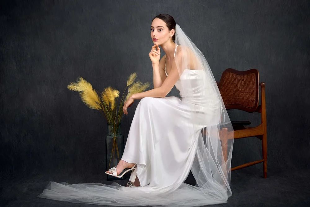 Ivory/White, Tulle Cathedral Length Bridal Veil 108 display picture 2