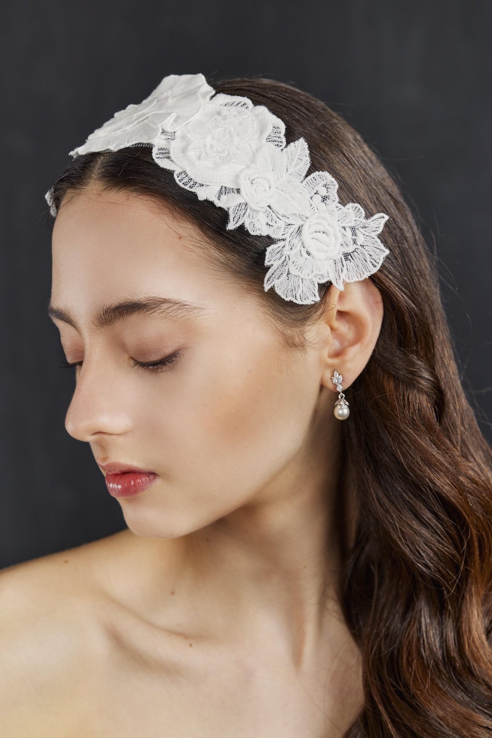 Briar Rose - Floral Lace Bridal Headband — NK Bride display picture 2