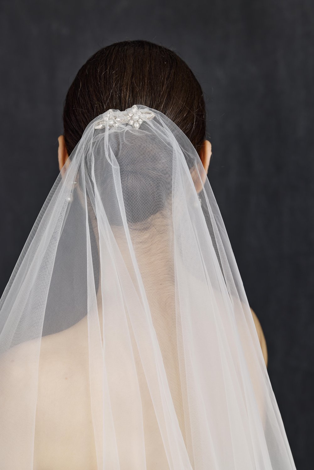 Marietta - Cathedral Length Bridal Drop Veil with Blusher and Comb — NK  Bride
