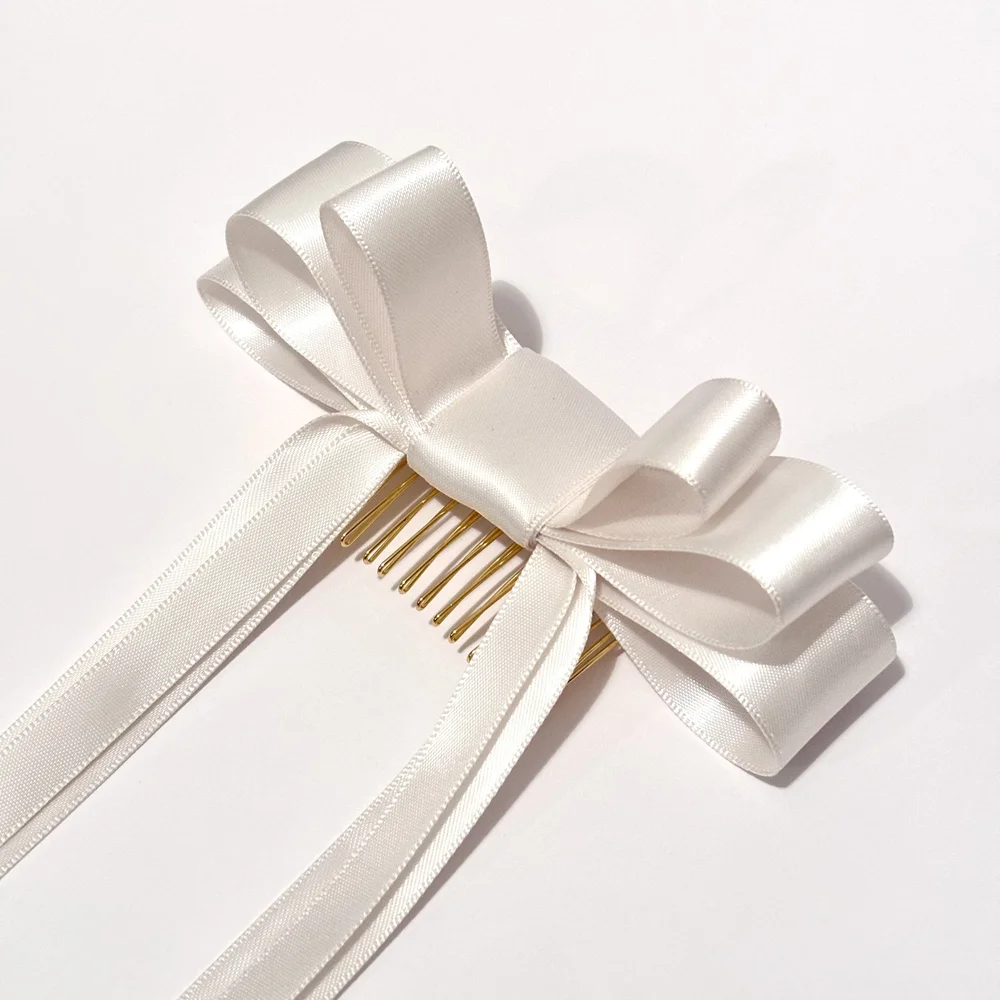 Ash - Bridal Bow Hair Comb in Ivory — NK Bride display picture 1