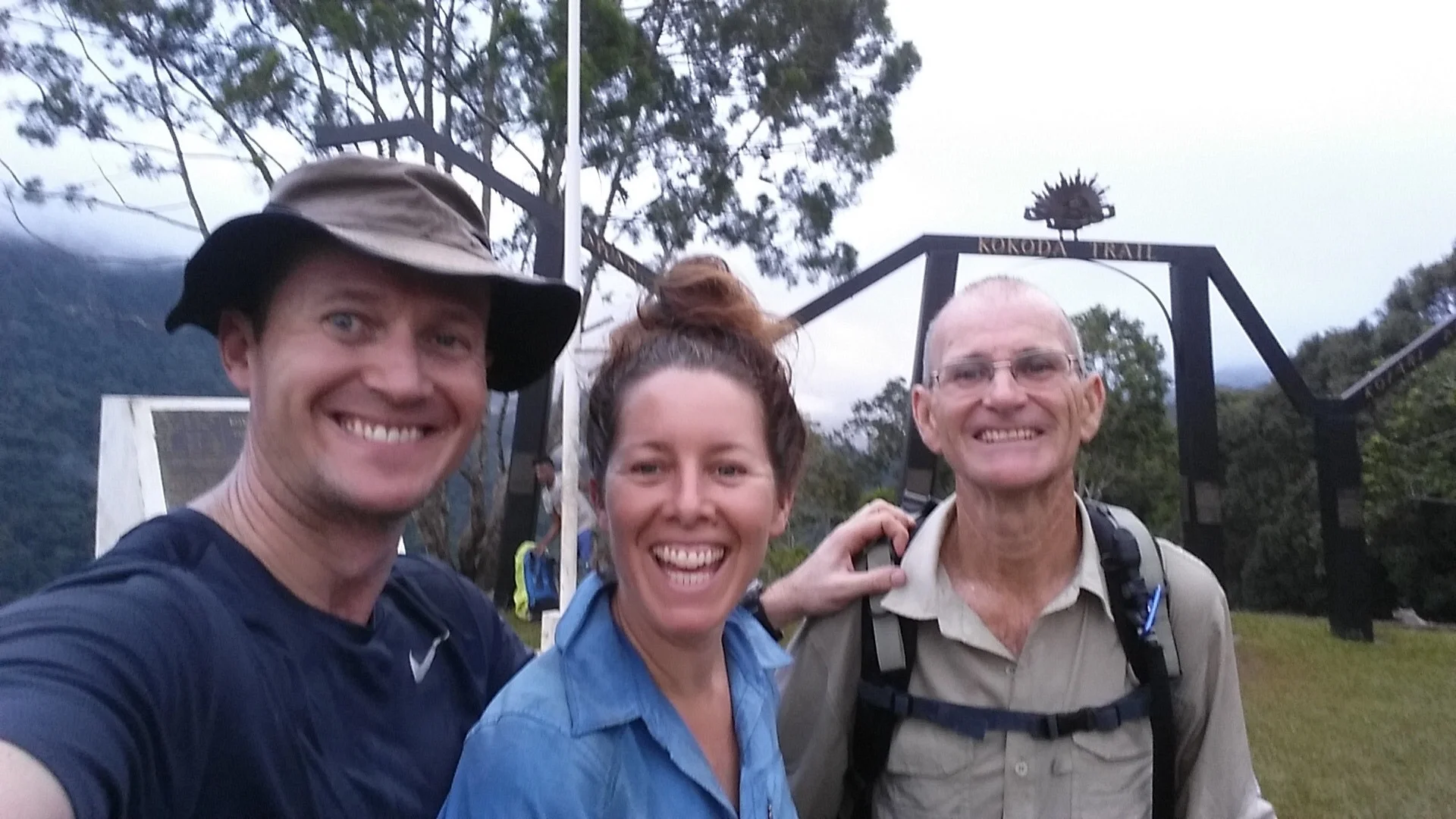 My brother, myself &amp; my Dad at the end of the trek! 9 days &amp; 121km of mud, crazy steep hills, river crossings &amp; rain. Clearly we were chuffed.