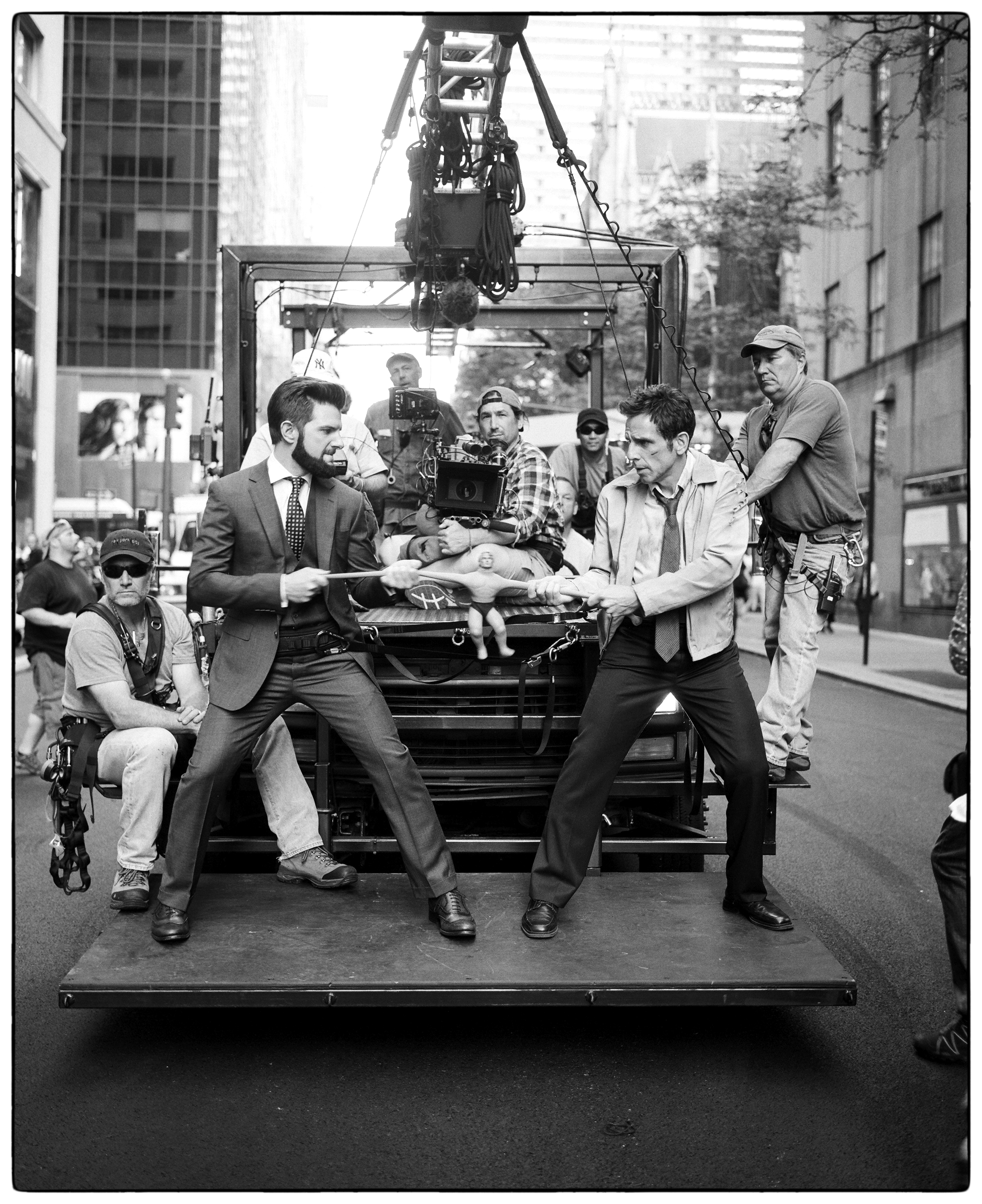 Adam Scott and Ben Stiller on one of the many camera rigs on The Secret Life of Walter Mitty (2013)