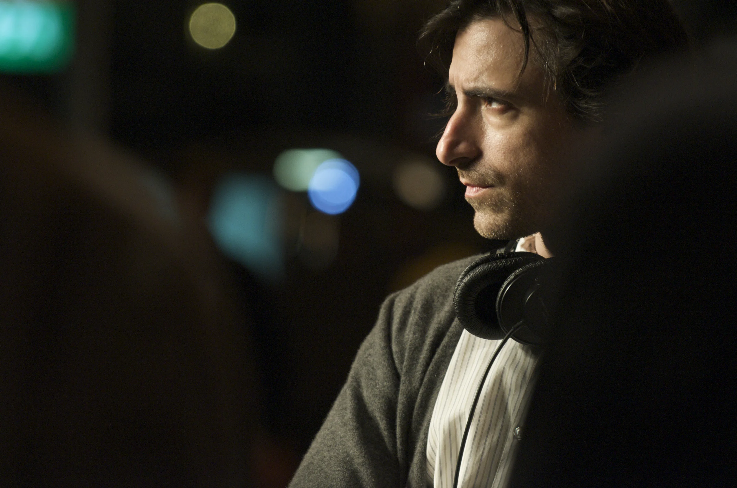 Writer and director Noah Baumbach on the street set on Greenberg (2010)