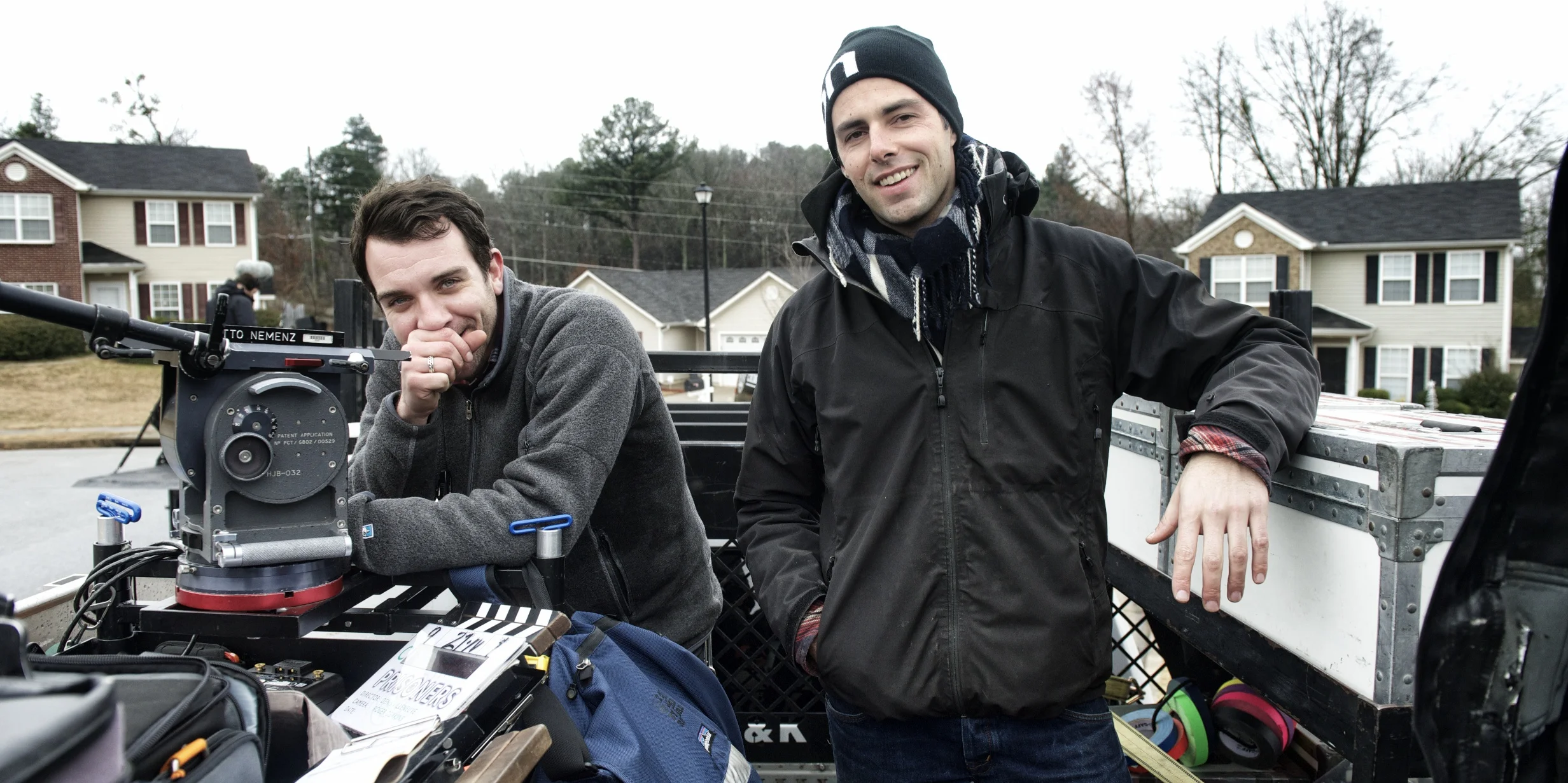 2nd assistant camera Hugh Braselton and DIT Josh Gollish on the set of Prisoners (2013)