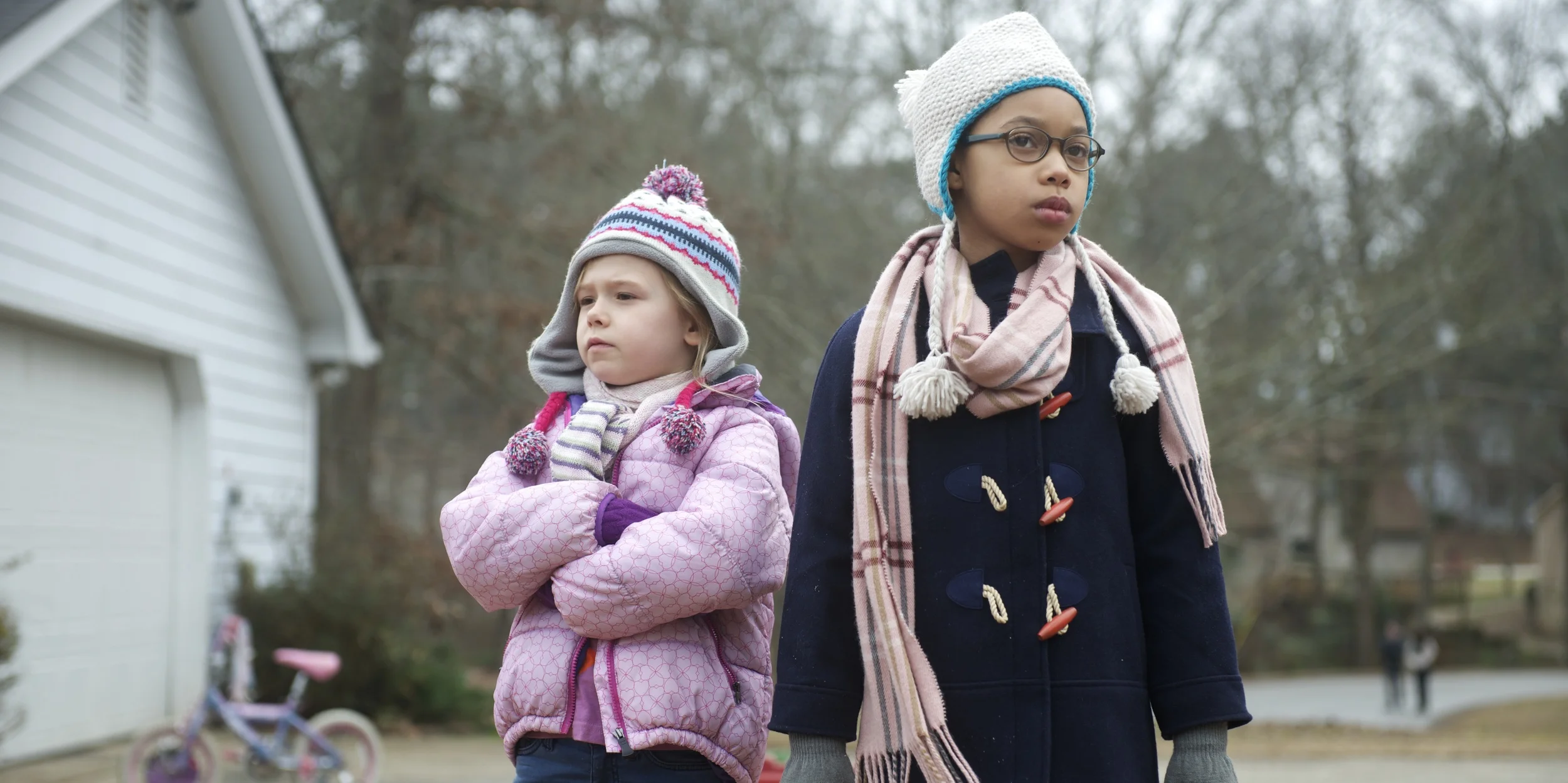 Actresses Erin Gerasimovich and Kyla Drew Simmons on the set of Prisoners (2013)