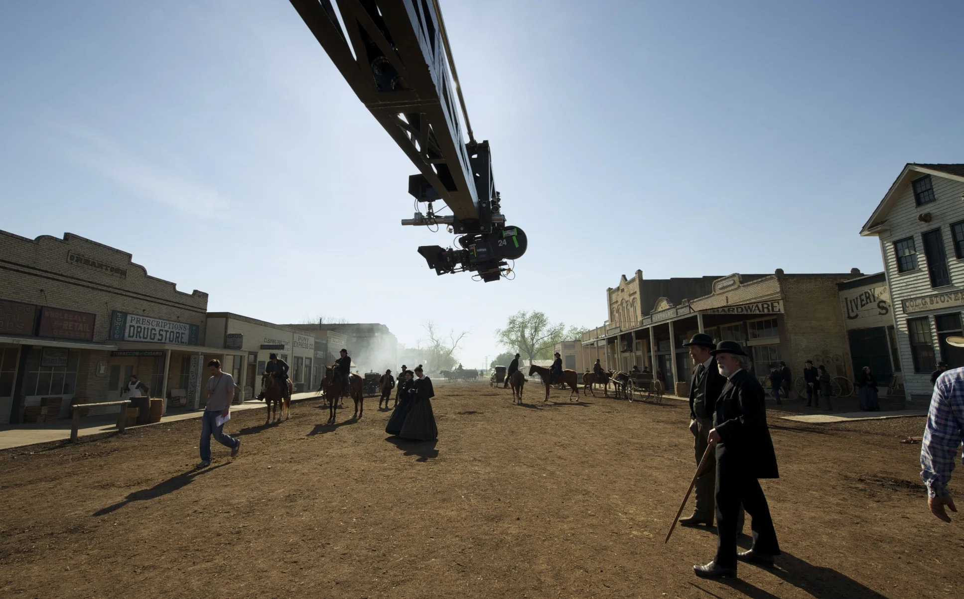 New (camera crane) meets old (street scene set) on True Grit (2010)