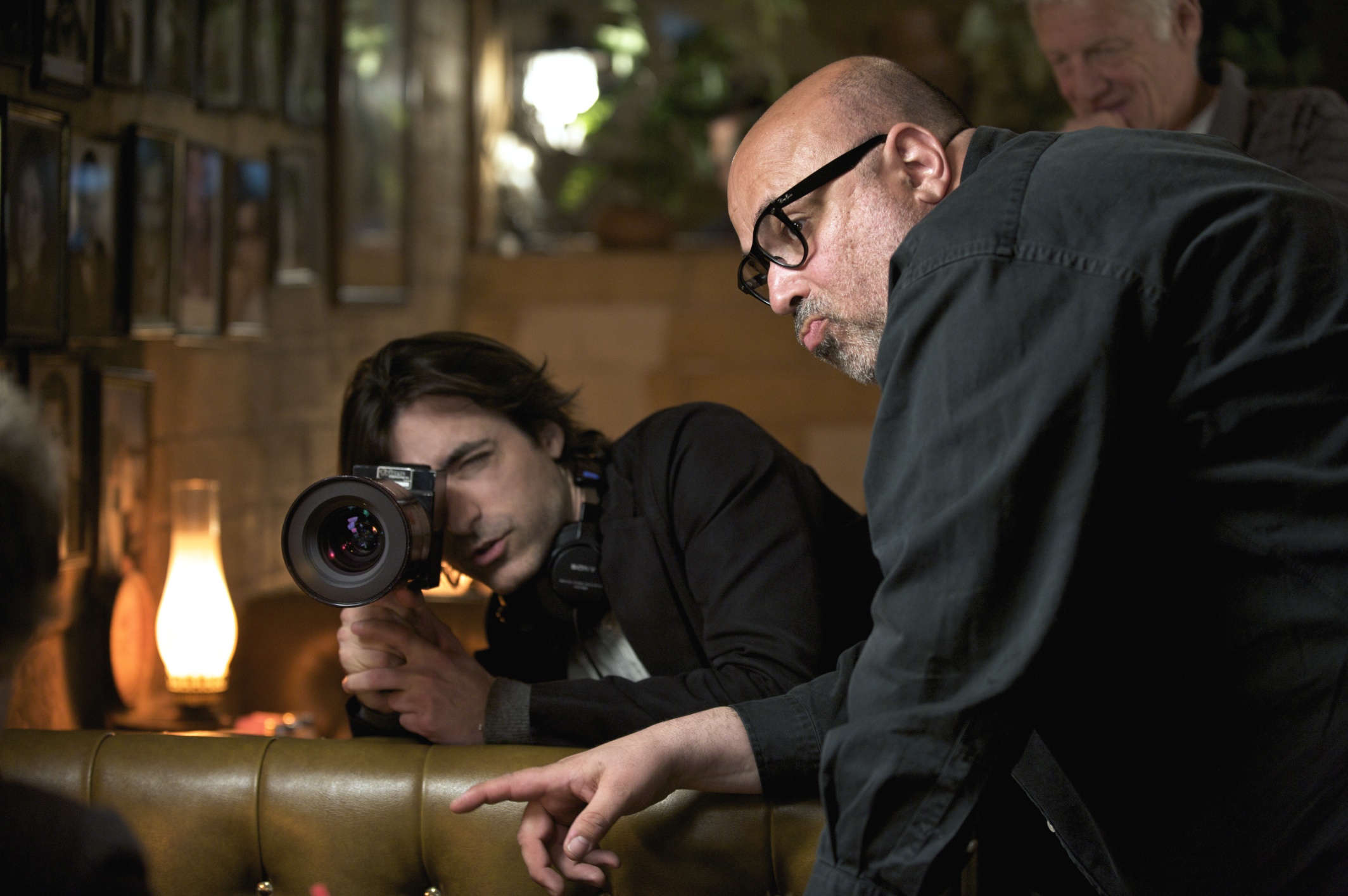 Writer and director Noah Baumbach and Director of Photography Harris Savides lining up a shot on the set of Greenberg (2010)