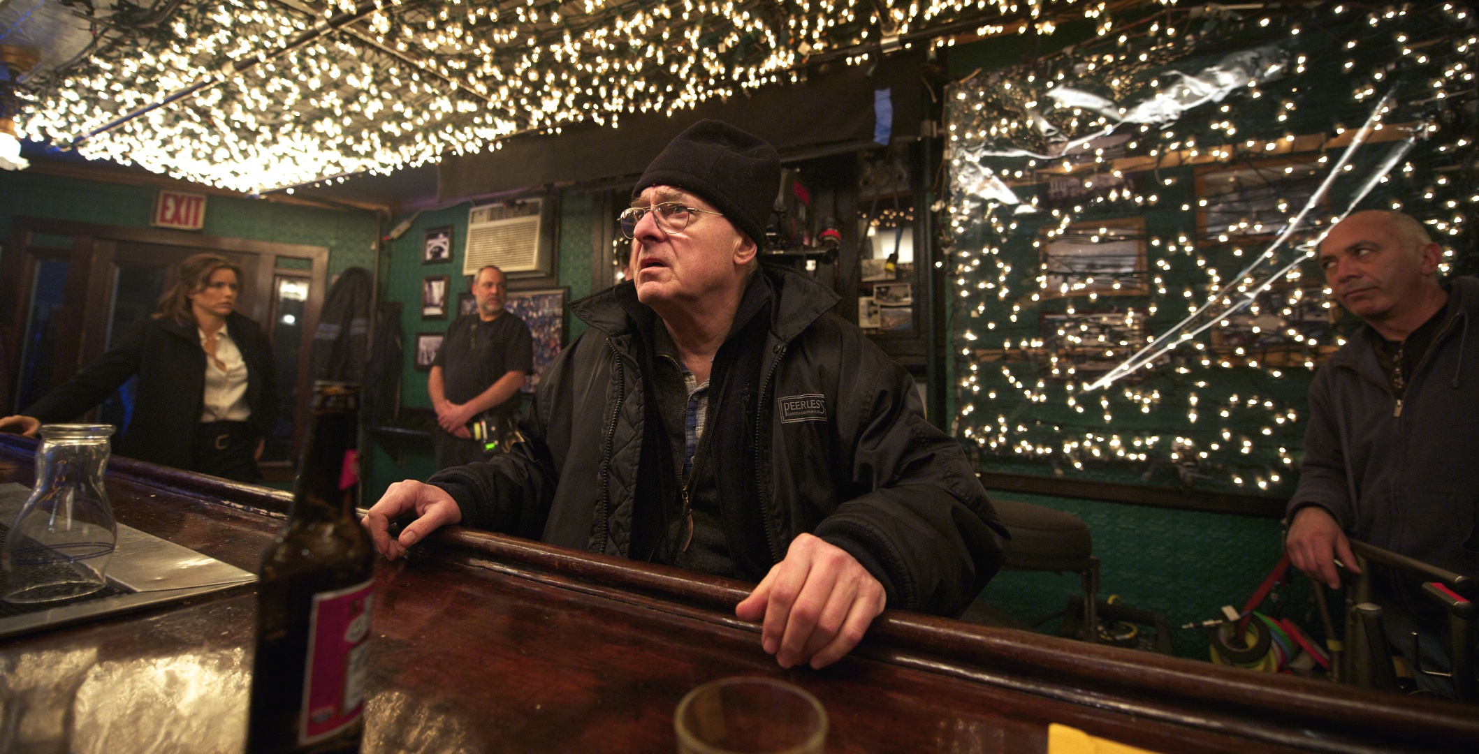 Director of Photography Dante Spinotti lights the...yes, bar scene in Tower Heist (2011)