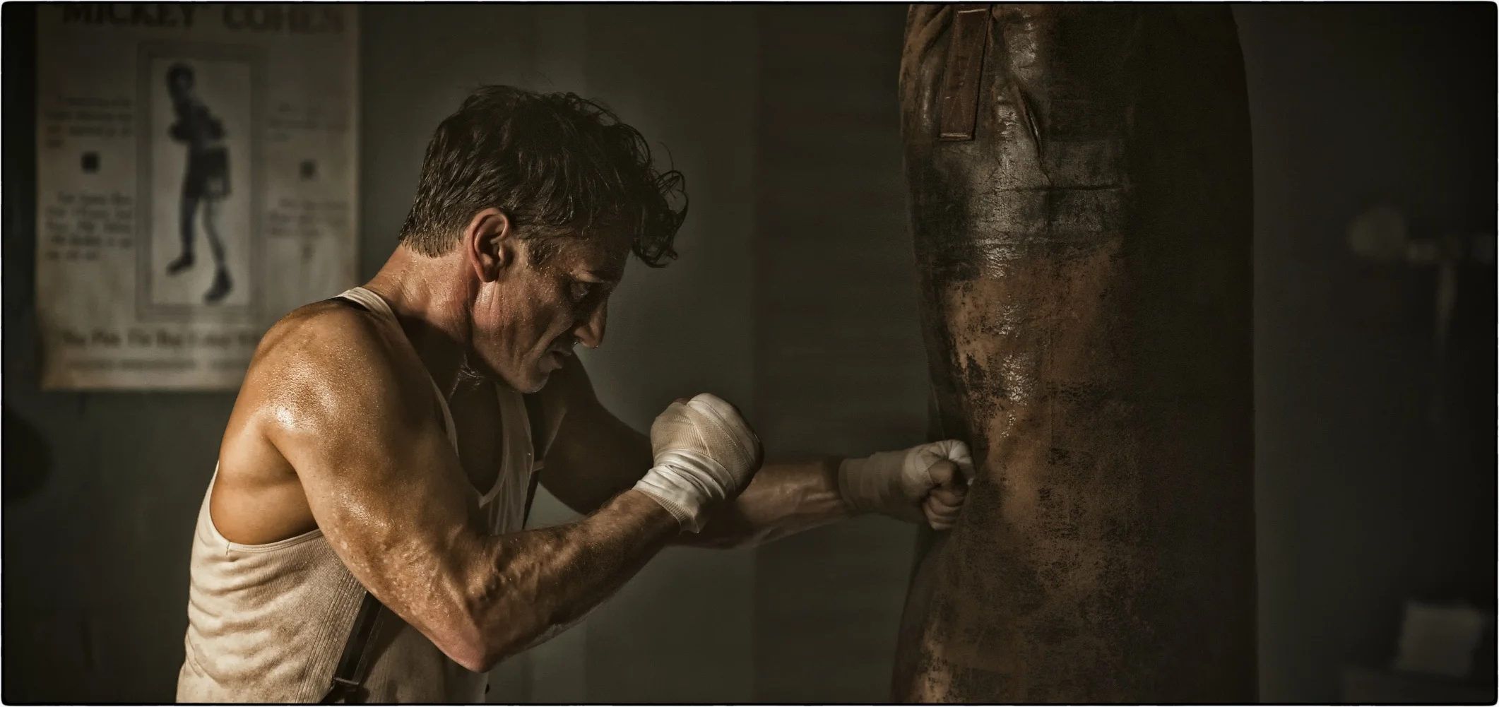 Sean Penn as Mickey Cohen practices his moves in Gangster Squad (2013)