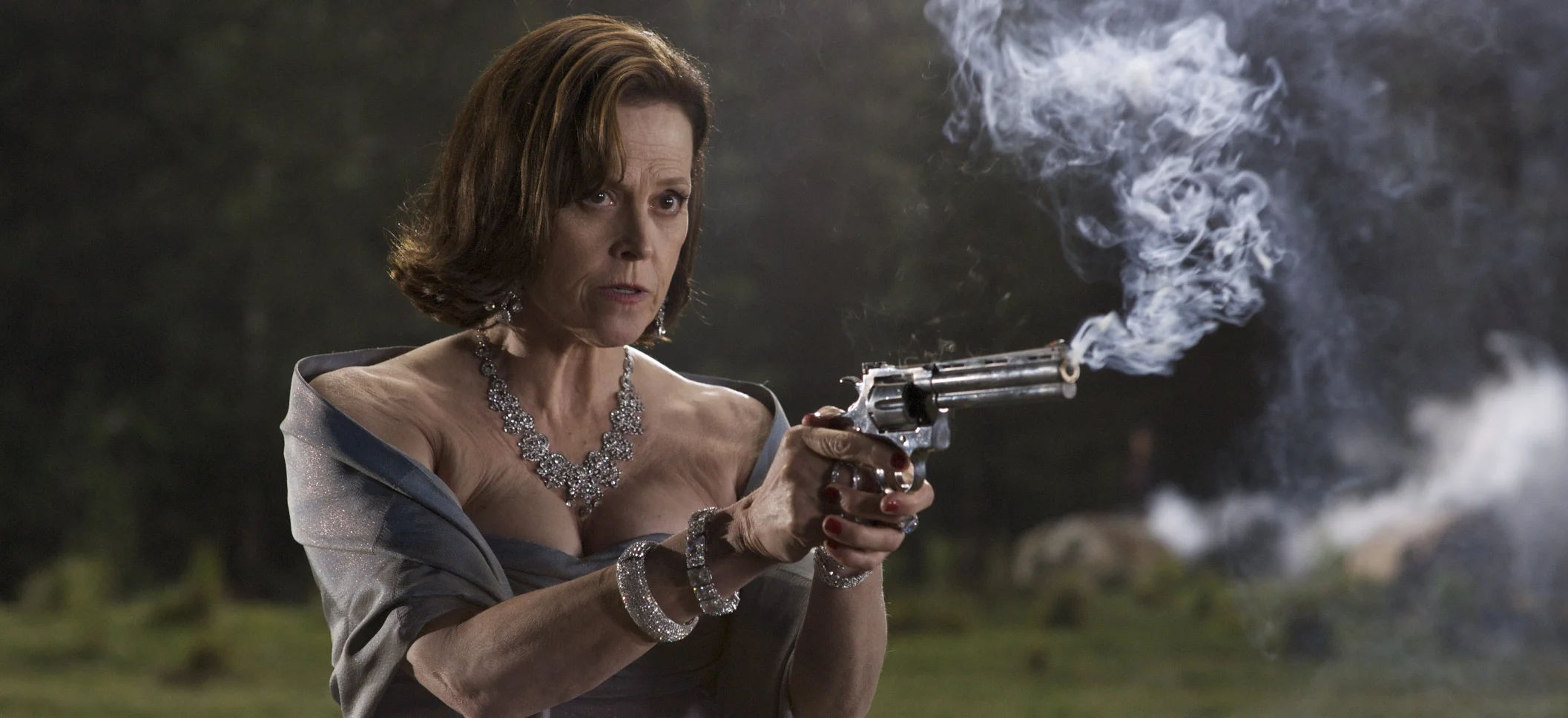 Sigourney Weaver as The Big Guy as she attempts to gain control in Paul (2011)