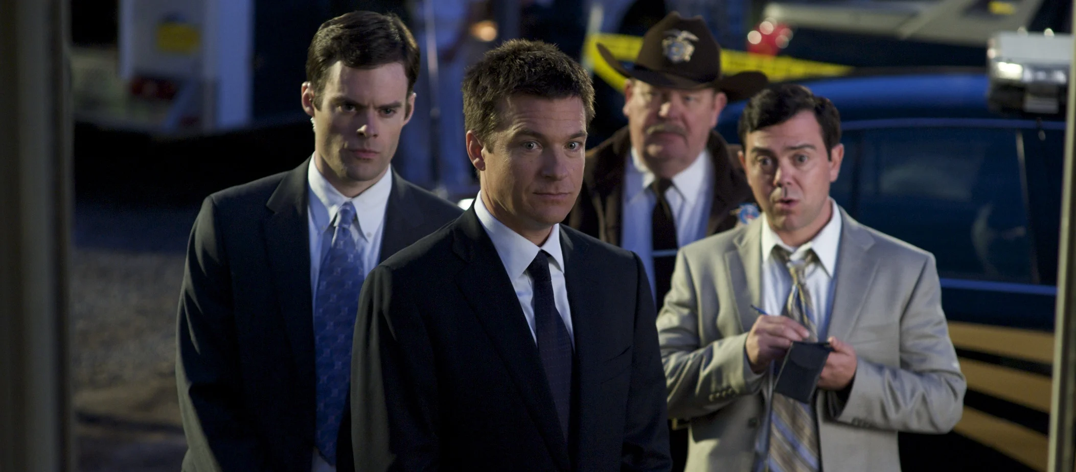 Bill Hader as Haggard, Jason Bateman as Agent Zoil, and Joe Lo Truglio as O'Reilly in Paul (2011)