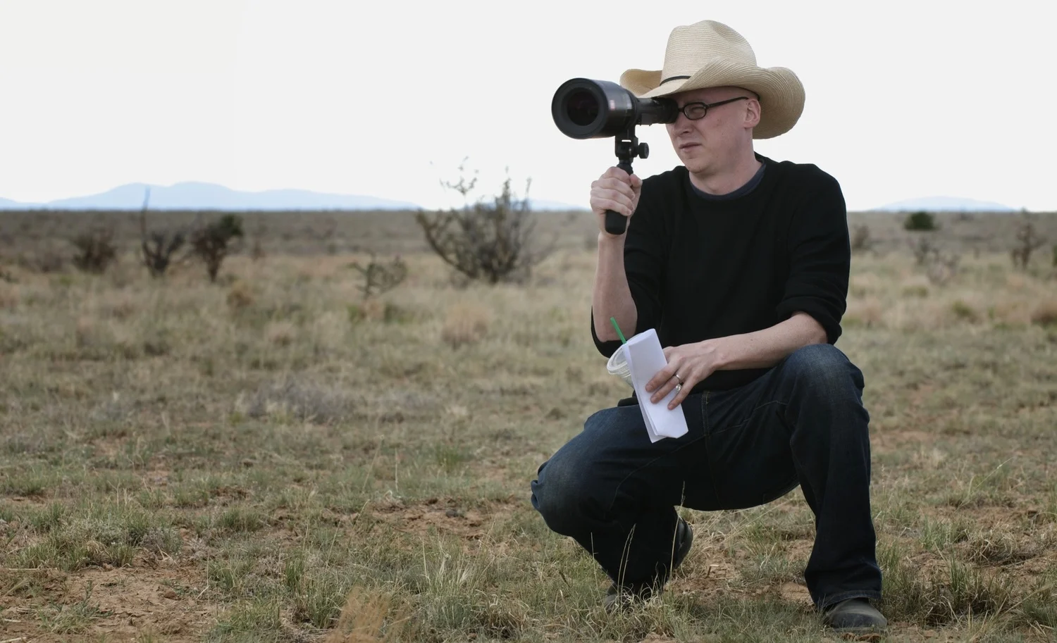 Director Greg Mottola with the viewfinder on the set of Paul (2011)