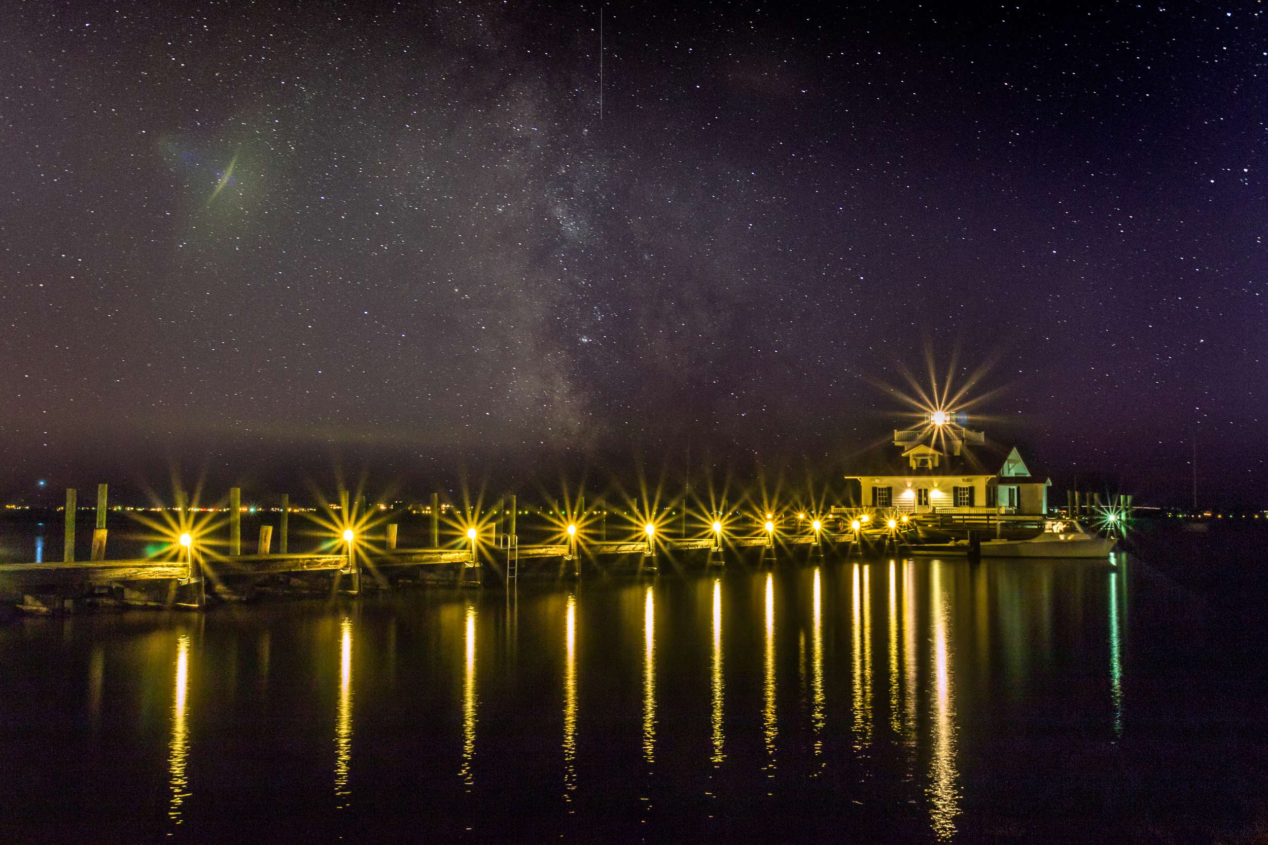 Roanoke Marsh Lighthouse under Stars