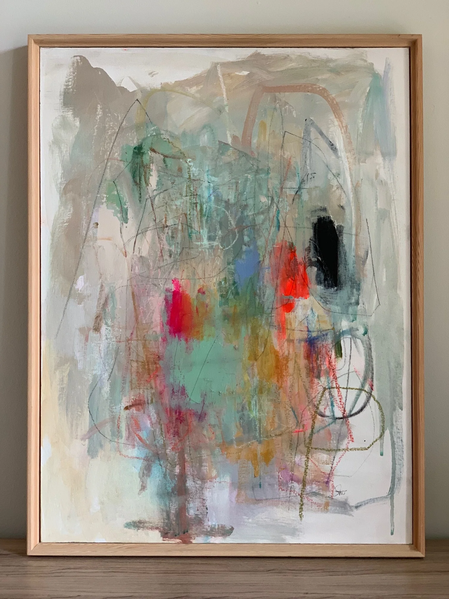 Dirty Laundry 24x18 inches Acrylic, pastel & pencil on canvas panel, framed SOLD