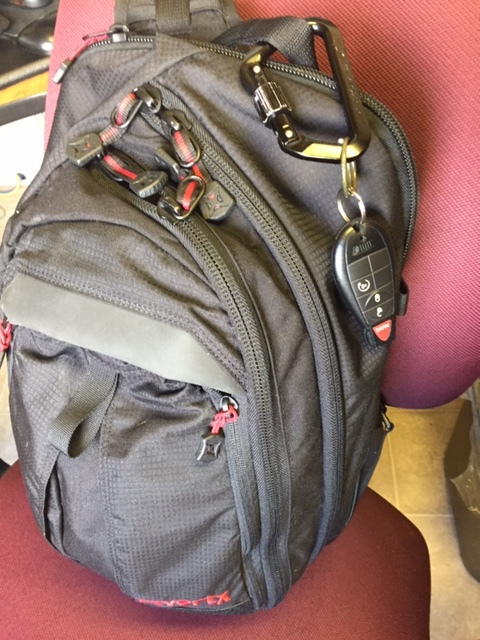 Here's a simple way to have 75% of what you need to fashion an improvised tourniquet within arms reach.