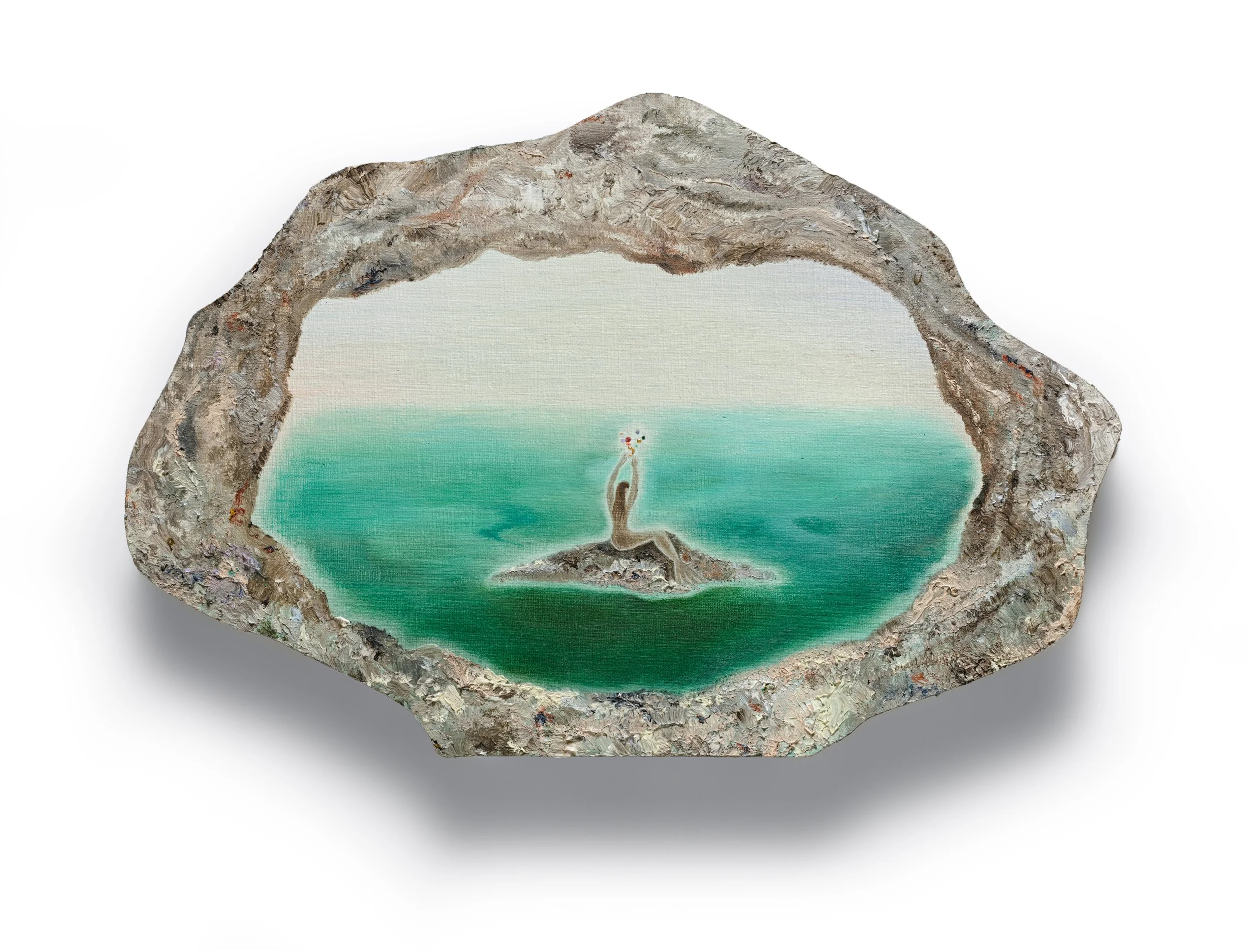  30 x 46 x 3 cm  Oil &amp; Gold Foil on Linen  2024  ( sold ) 