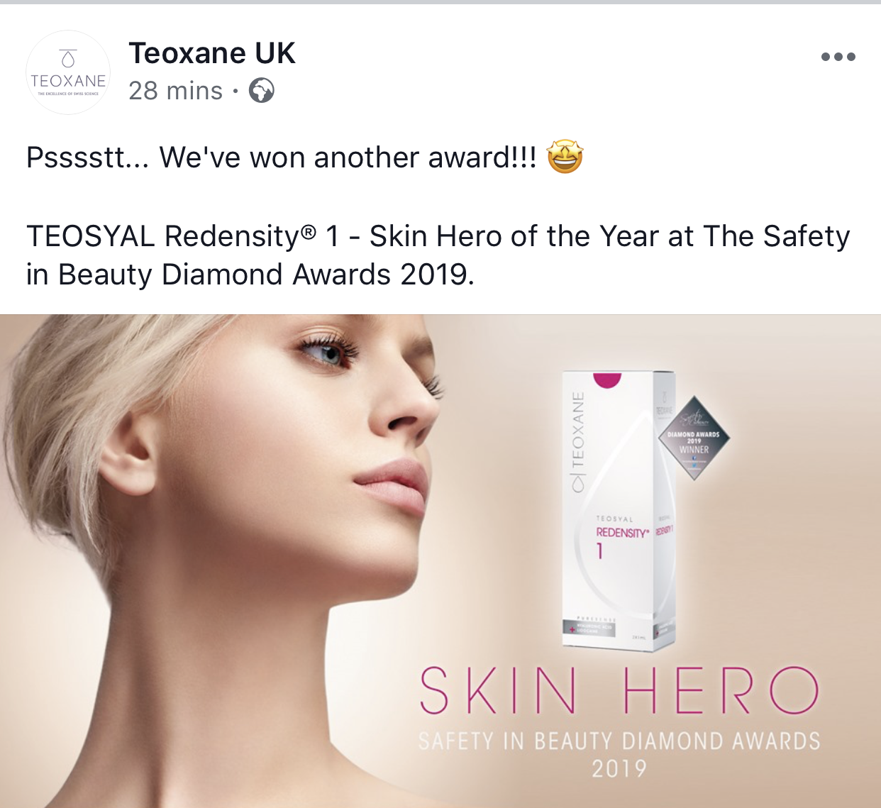 Teosyal Redensity One wins Skincare product of the Year!