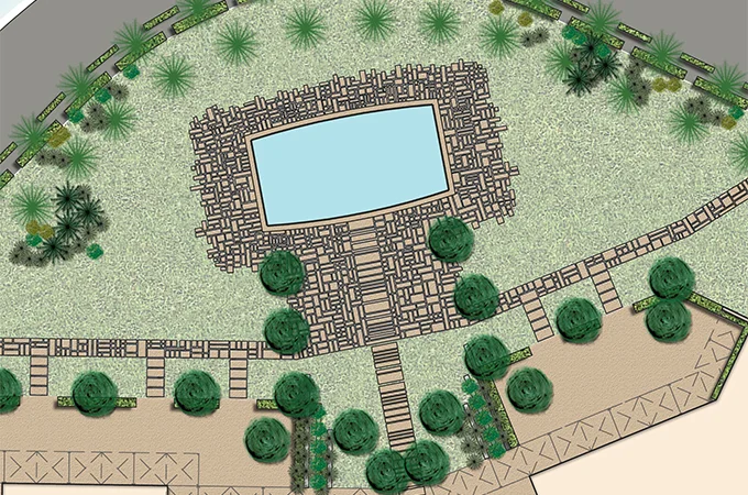 Détail sur la piscine du Yacht Club
