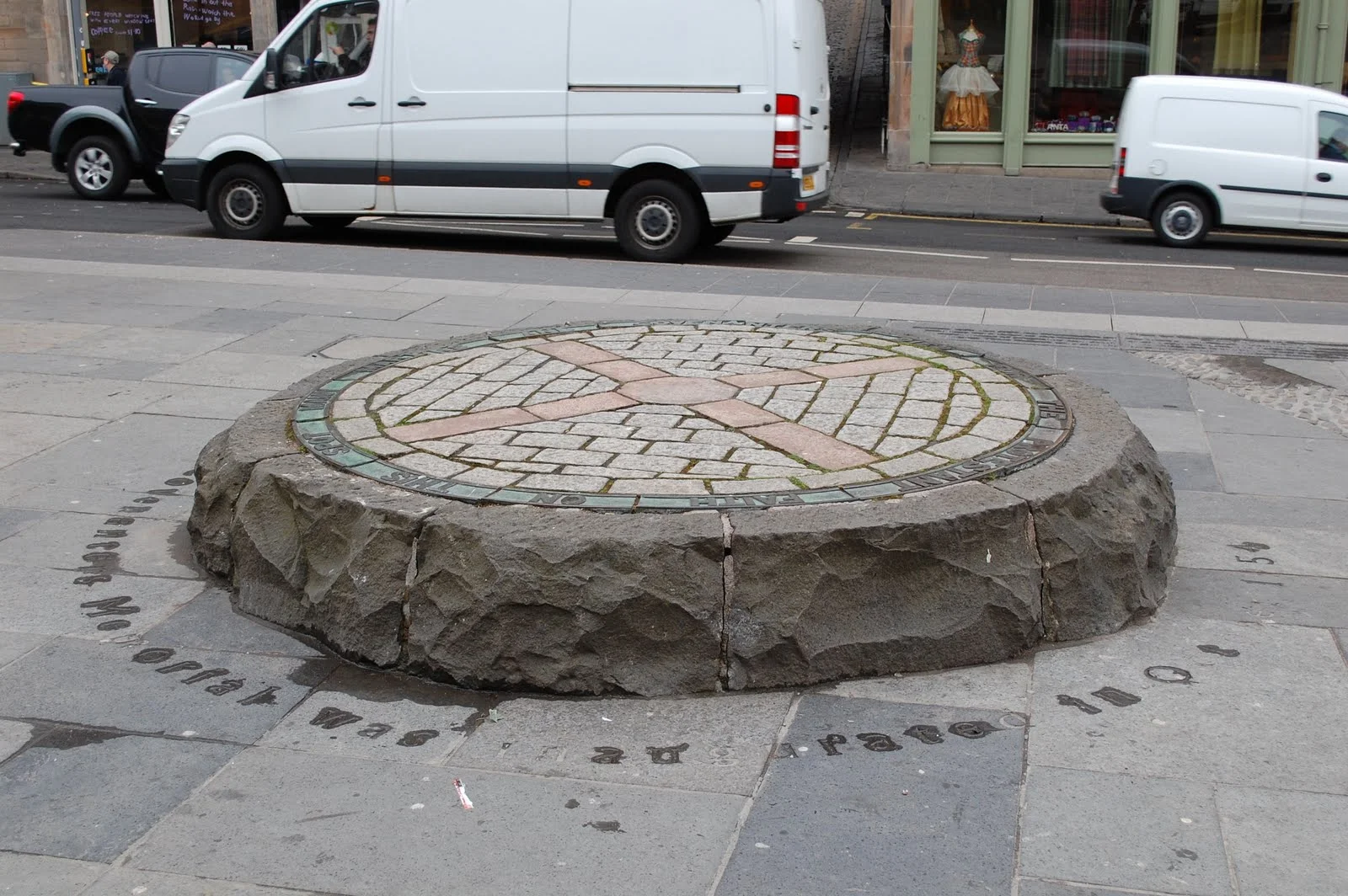 The Edinburgh Gallows: "Many Martyrs and Covenanters died for the Protestant Faith on this spot."