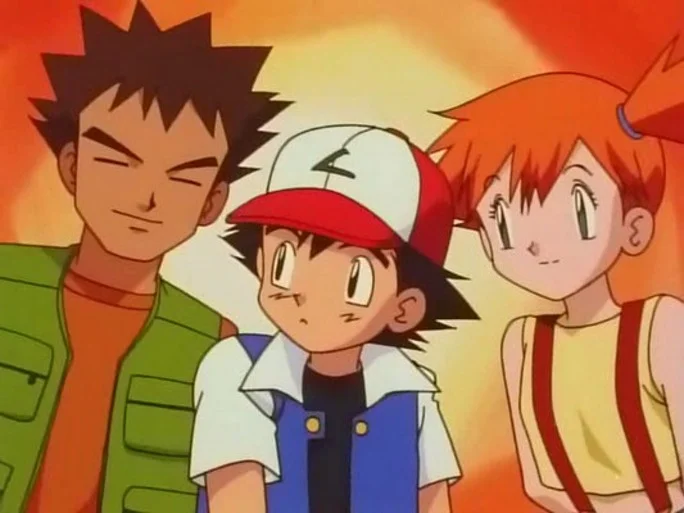 Brock, Ash, and Misty. 