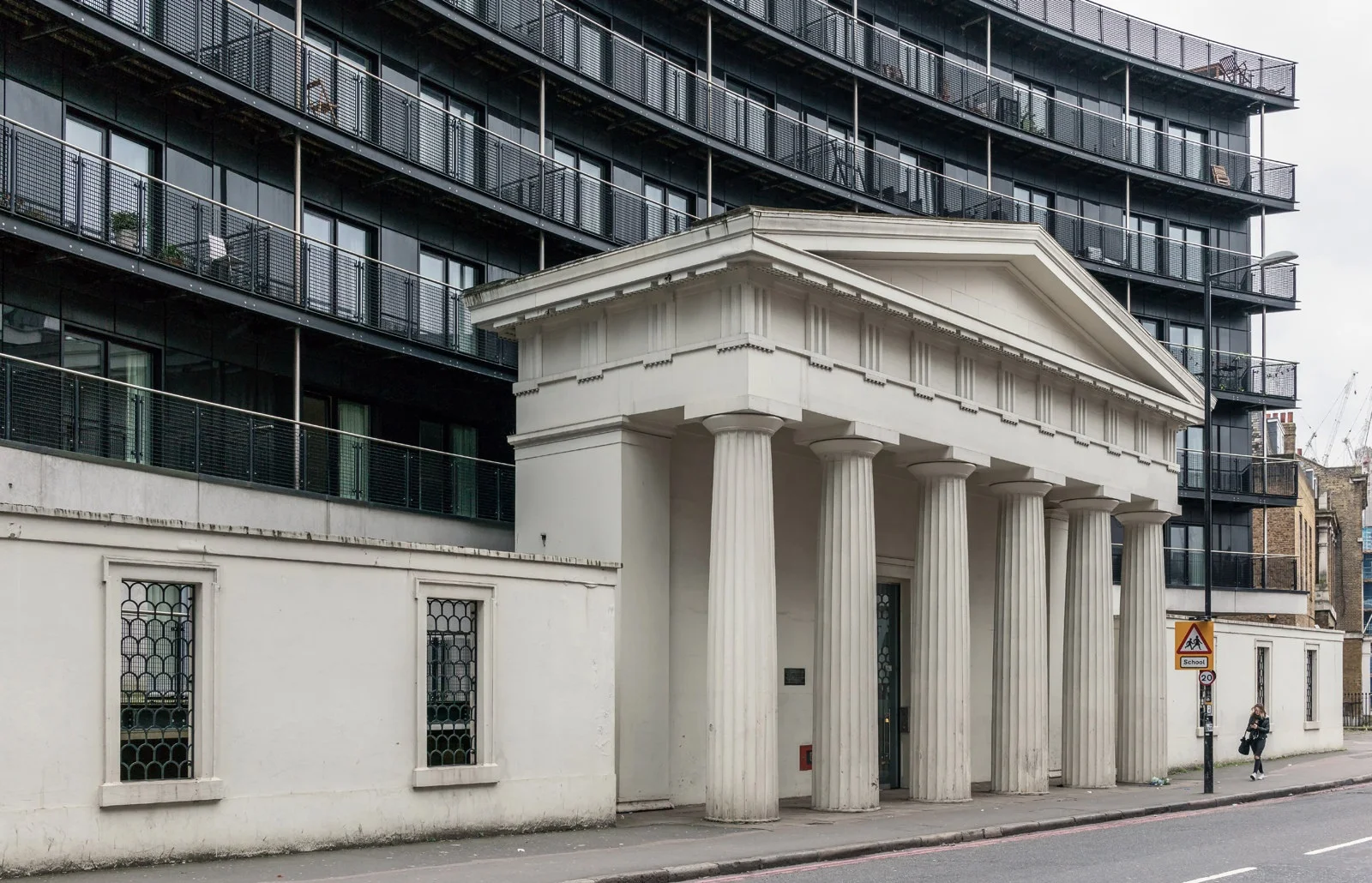 The portico of the former Stamford Street Unitarian Chapel.