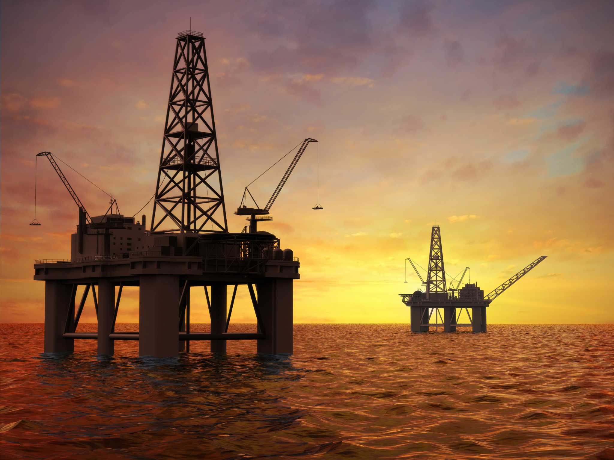 Oil rigs.