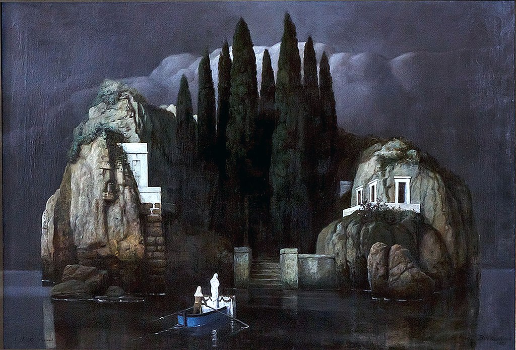 Isle of the Dead, version six (1901) by Arnold Böcklin. (in-part) Inspired by the English Cemetery in Florence.
