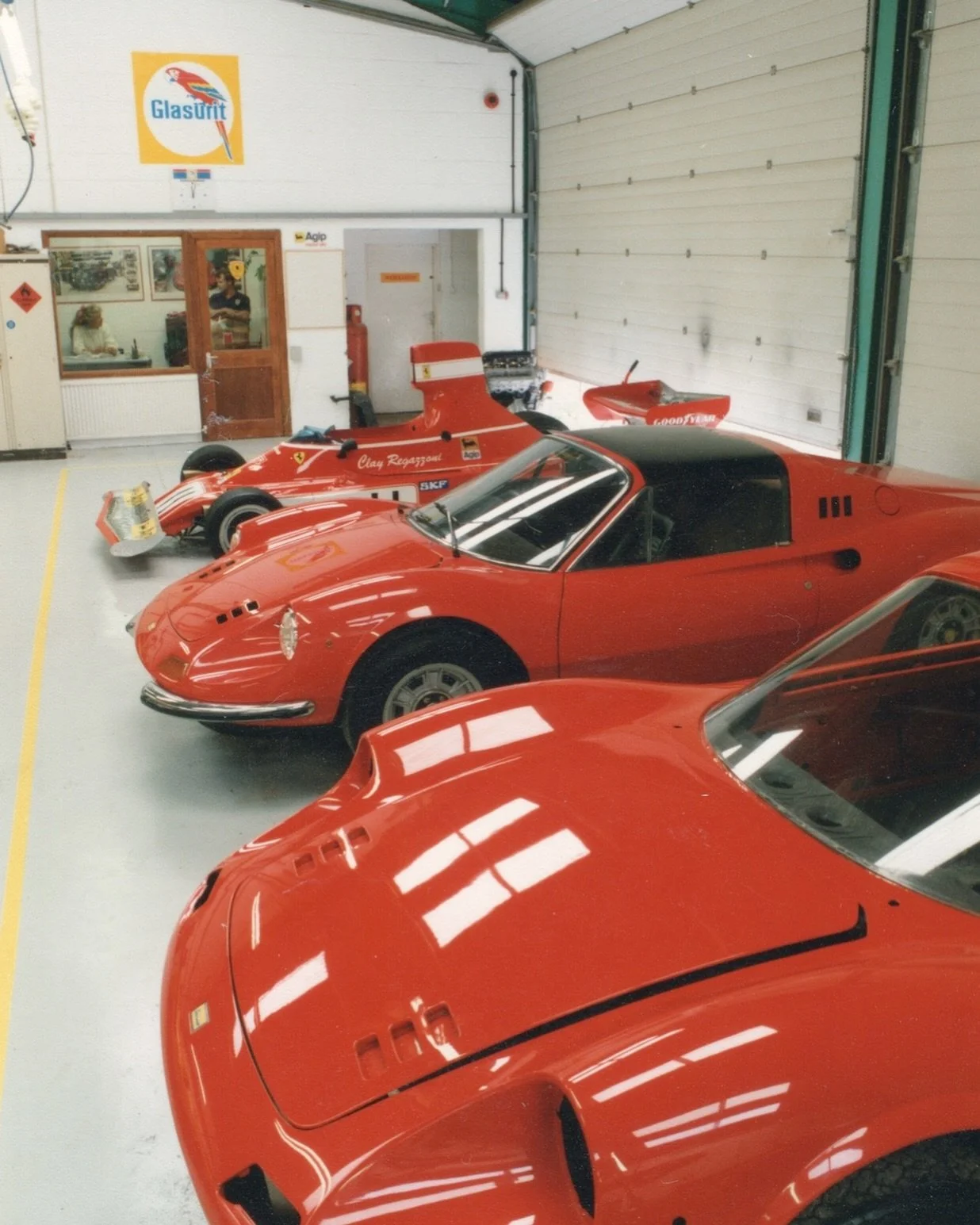 If you look very closely you&rsquo;ll spot Sue and Shane in the office in this picture, taken back in the 1980&rsquo;s. 
We still have the @glasurit_official merch!

#ferraridino #classicferrari #ferrariclassic #ferrarirestoration #classiccar #classi