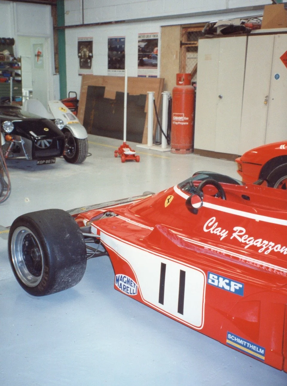 Ex Clay Regazzoni Ferrari F1 Car back in the late 1980's. Spot the Sinclair C5 in the background which we still have somewhere. Also the Porsche 924 to the right (which we also still have..) wish we'd kept onto some other stuff! Sold the Lotus Seven 