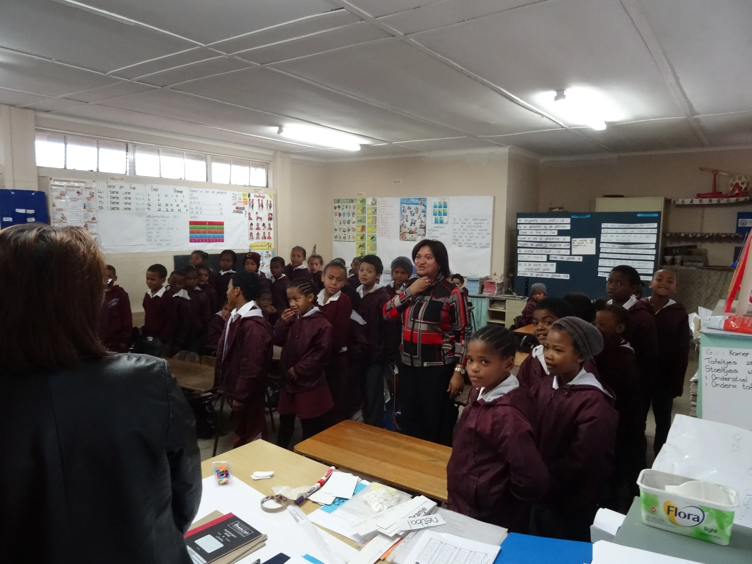 Teacher and first grade class