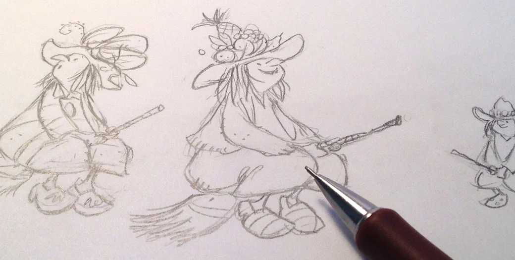 Production sketch from It's Raining Bats & Frogs (2015, Feiwel & Friends)