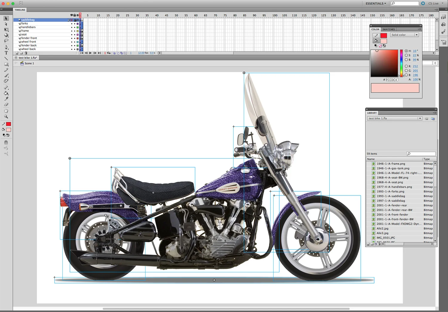 Work environment featuring illustration & photography elements / Custom Bike Build interactive game Agency: Belle & Wissell Client: Harley-Davidson Museum (2008)