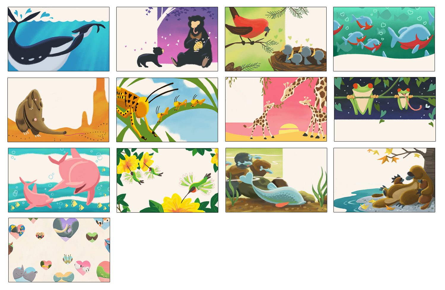 Color script / All Kinds Of Kisses Feiwel & Friends / Macmillan Publishing (2015)