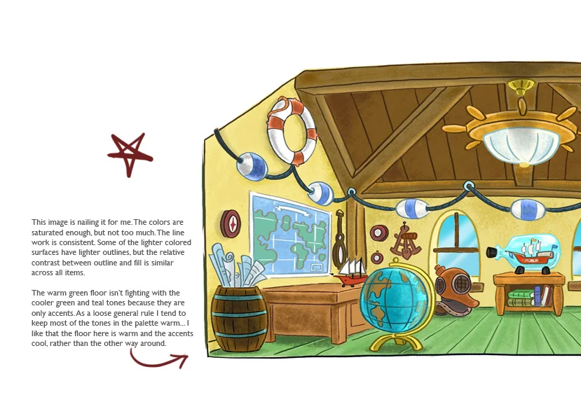Art direction notes on interiors for Ella The Elephant (2013) Production: Cookie Jar Entertainment Broadcast: Disney Jr.