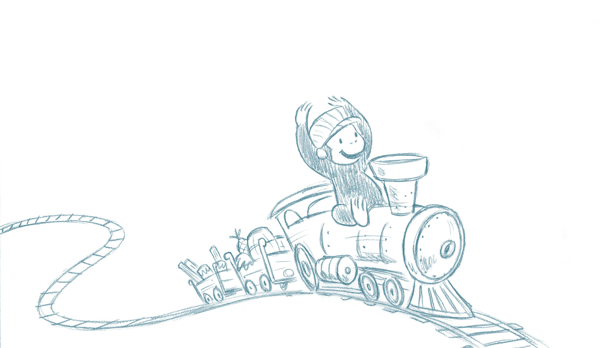 Concept sketch / Curious George Train Adventures iOS game Agency: Smashing Ideas Client: Houghton Mifflin Harcourt (2016)