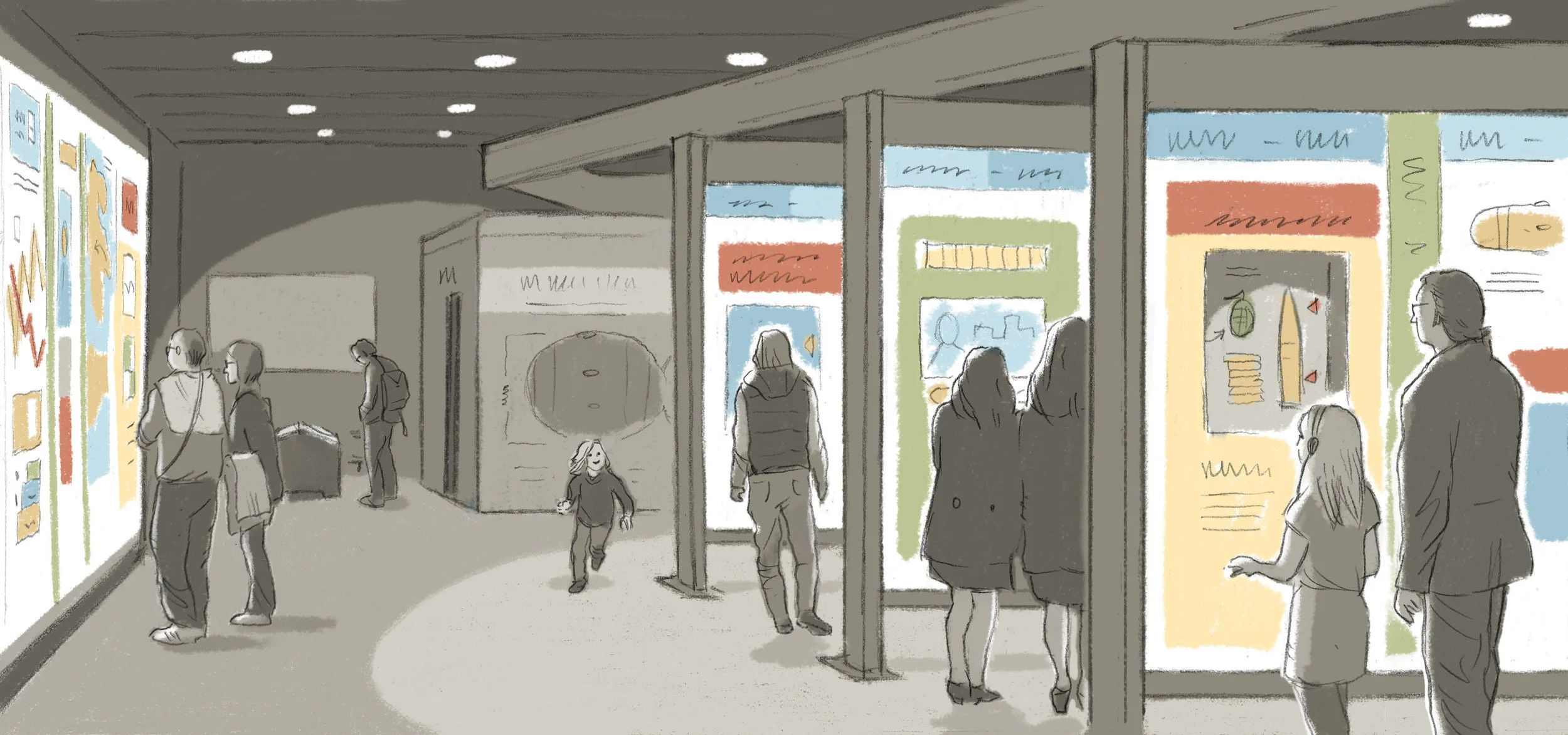 Concept sketch for exhibit pitch Agency: Belle & Wissell (2016)