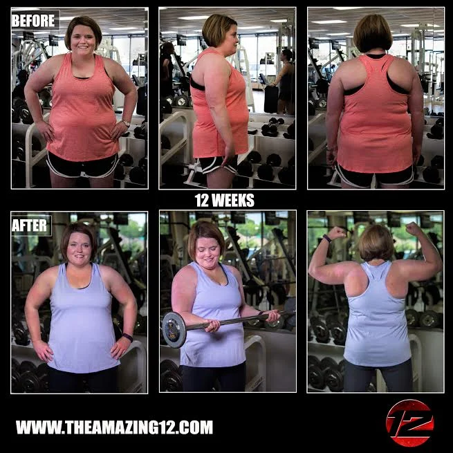 I am a 38 year old wife and mother who was overweight and out of shape. I decided that I wanted and needed to start exercising after seeing other Amazing 12 participants' pictures. During the A12 I lost 12.2 pounds and 11 inches. I was diagnosed with mixed connective tissue disease in 2007 and take prednisone daily, so lifting daily had really helped me to keep my weight under control. Amanda is a wonderful trainer and if you give the Amazing 12 100% you will see results! Amanda has given me the tools I need to continue to live, eat, and train for a healthy me. I look forward to continuing the program to see even more results! -Katie McGehee
