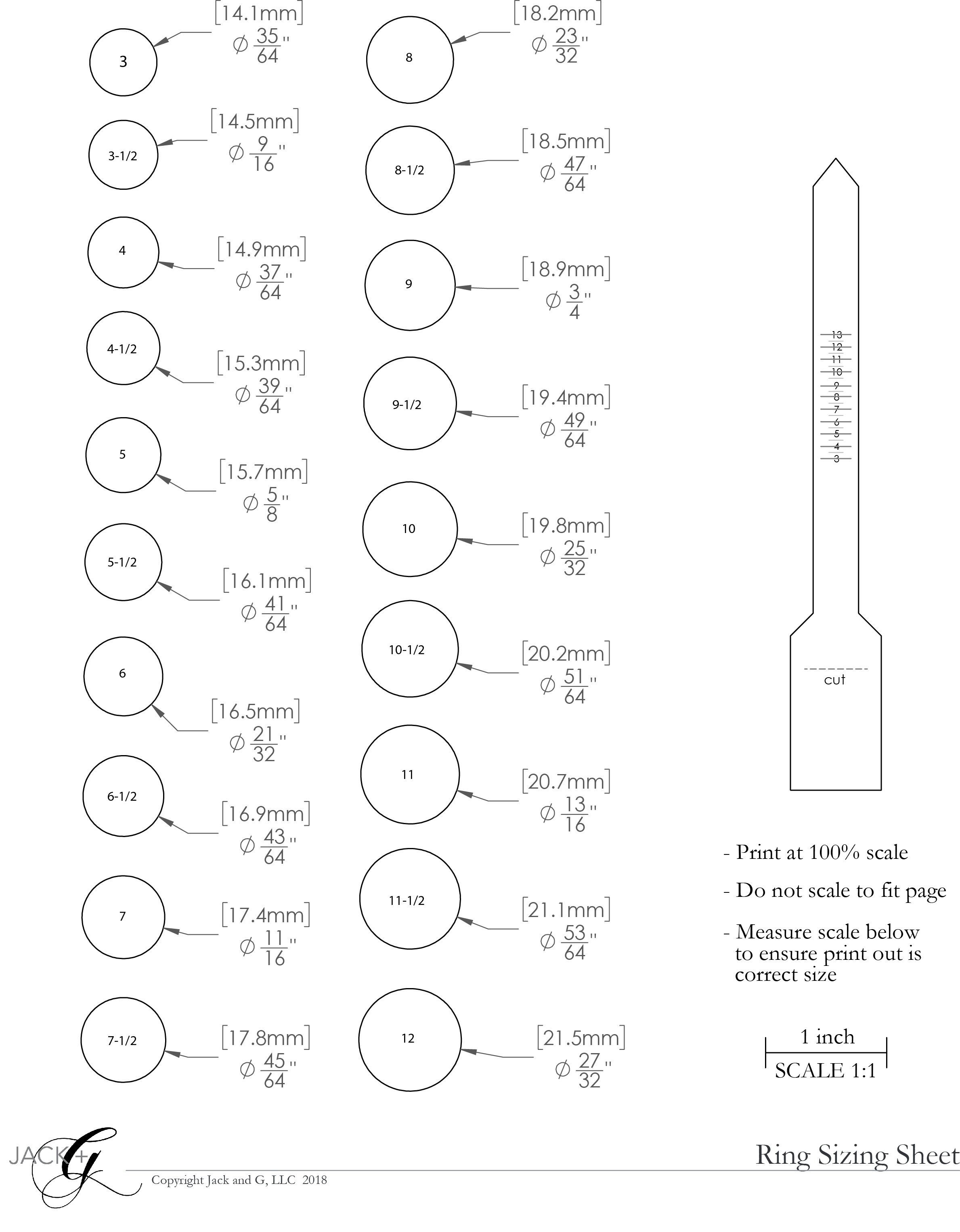 Jack + G Sizing