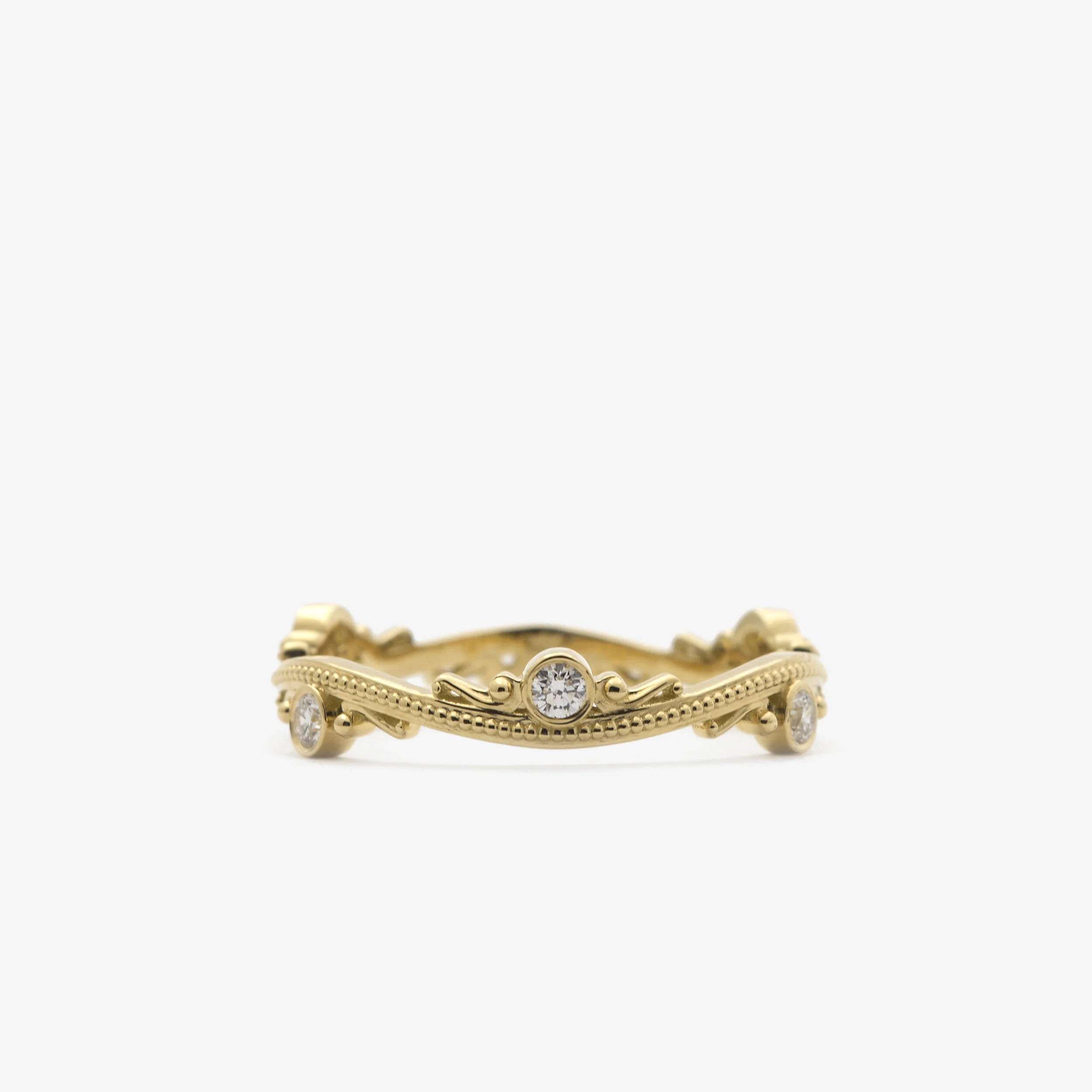 beaded wave ring - yellow gold