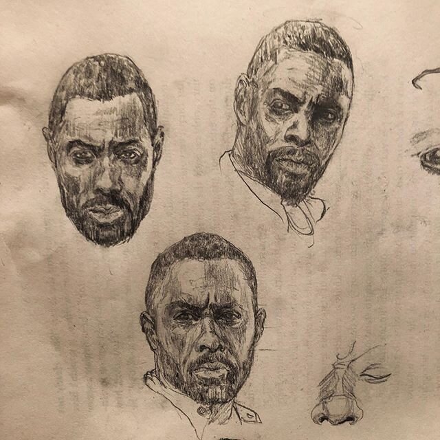 QT sketchbook. I am trying to nail a likeness for a costume sketch. Here’s the progression of my getting closer to recognizable. Sometimes the process requires toes in the forehead and a goose in the ear. #sketch #quarentinesketchbook #thehandh