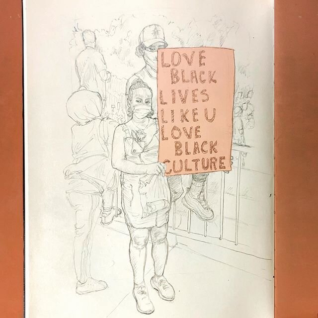QT sketchbook. Brooklyn Protests. #thankyoufor youreye @vivalamore_nyc #sketchbook #brooklyn #sketches #pencilsketches #illustration