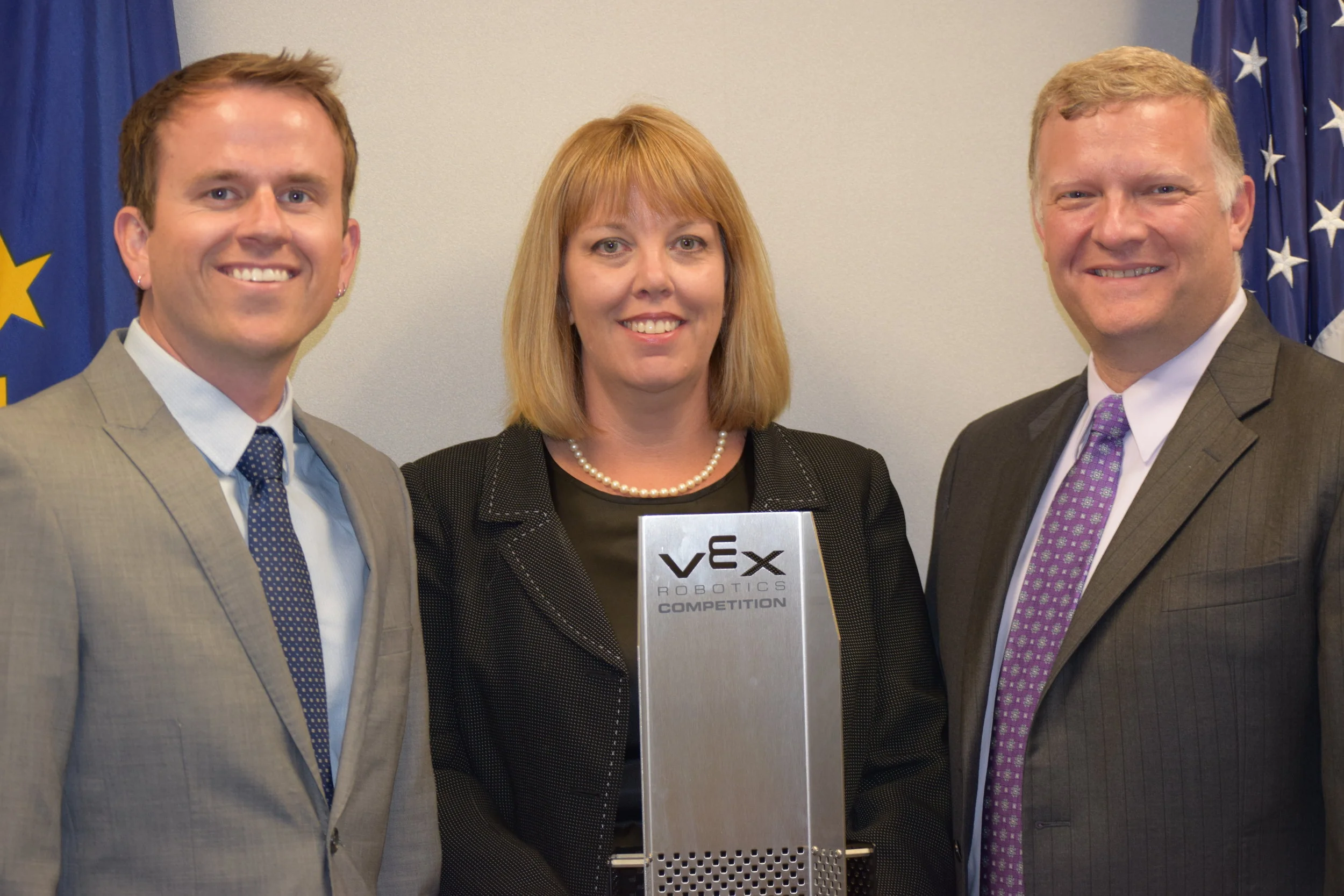 State Director of Robotics George Giltner, TPF4Y Executive Director Laura Dodds, and former DWD Associate COO, Dennis Wimer