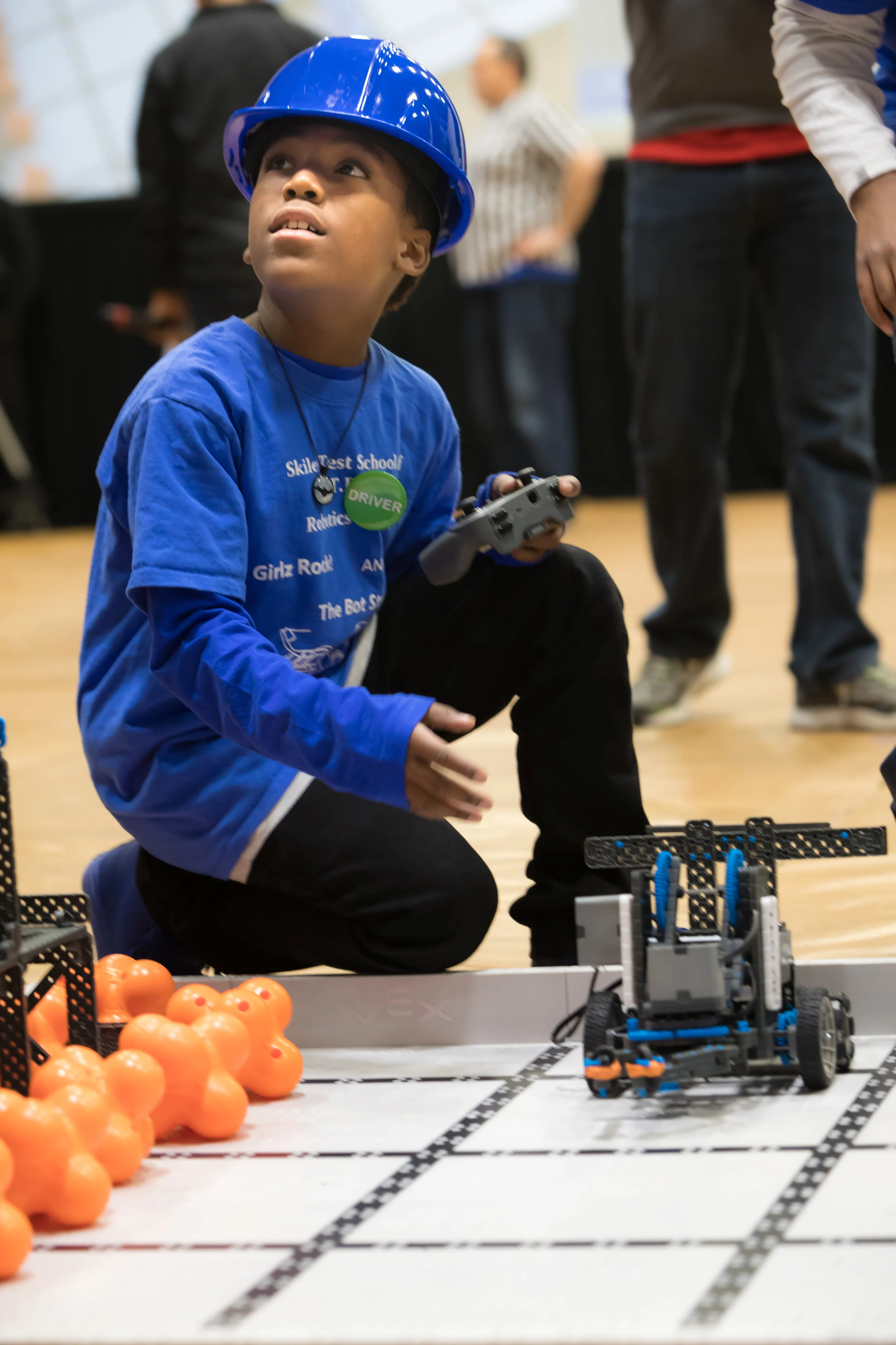 An Indiana student at a VEX IQ Challenge competition.