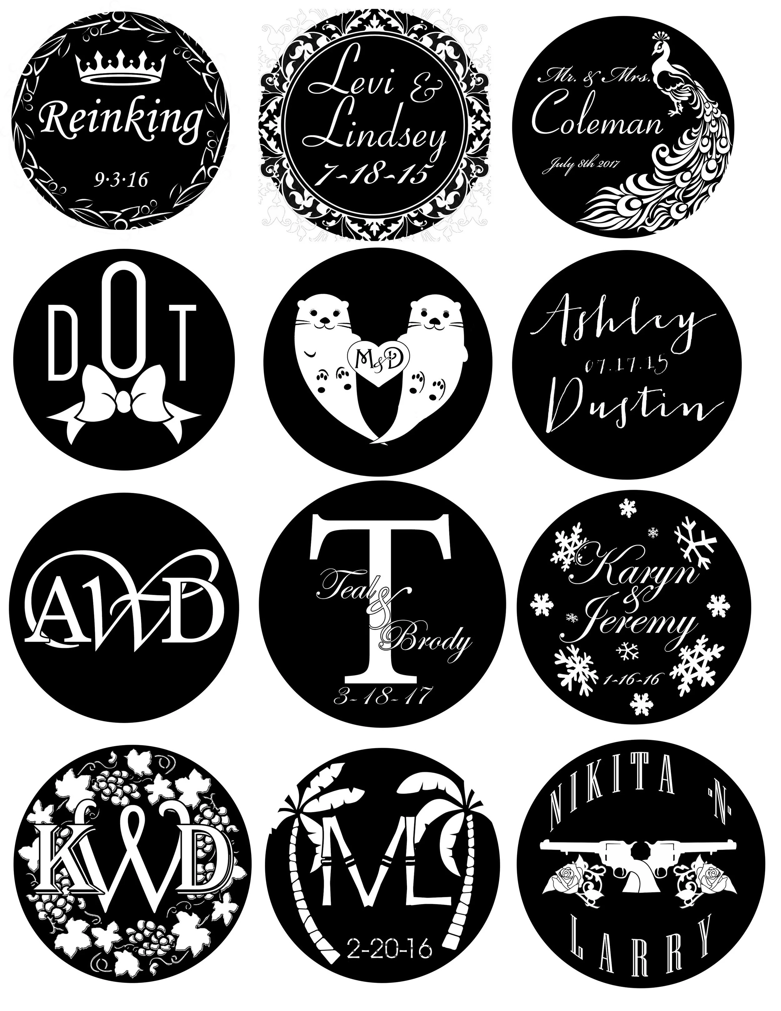 Examples of monogram designs.