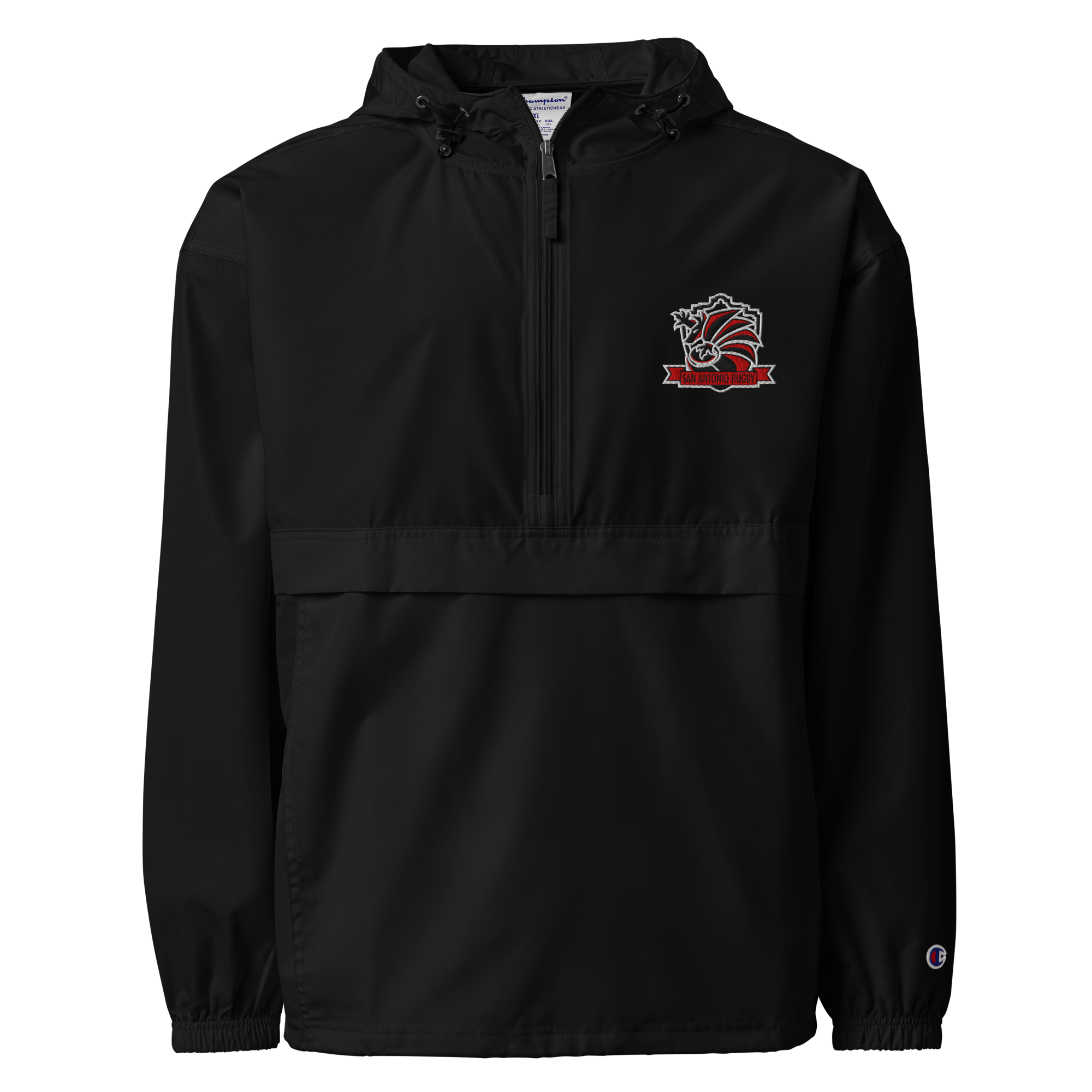unisex-champion-packable-anorak-black-front-6a3ff19015fa6.png